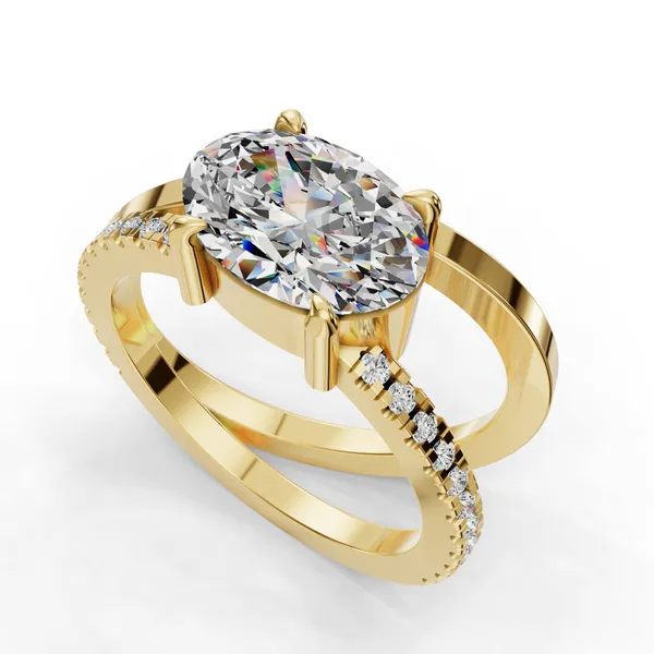 18K Yellow Gold Oval Engagement Ring Setting SVS Fine Jewelry Oceanside, NY