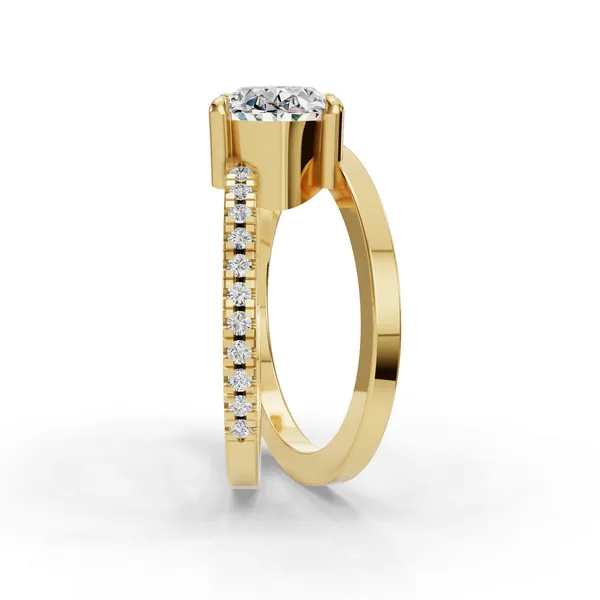 18K Yellow Gold Oval Engagement Ring Setting Image 3 SVS Fine Jewelry Oceanside, NY