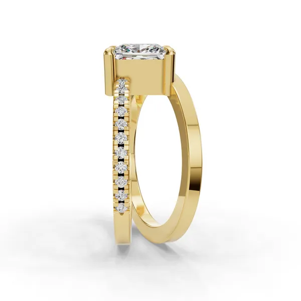 18K Yellow Gold Princess Engagement Ring Setting Image 3 SVS Fine Jewelry Oceanside, NY