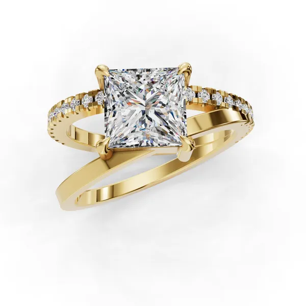 18K Yellow Gold Princess Engagement Ring Setting Image 4 SVS Fine Jewelry Oceanside, NY