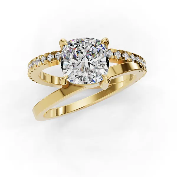 18K Yellow Gold Cushion Engagement Ring Setting Image 4 SVS Fine Jewelry Oceanside, NY