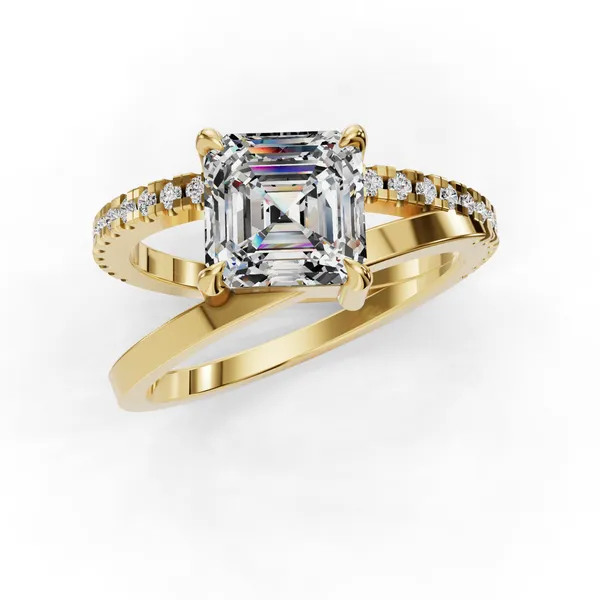 18K Yellow Gold Asscher Engagement Ring Setting Image 4 SVS Fine Jewelry Oceanside, NY