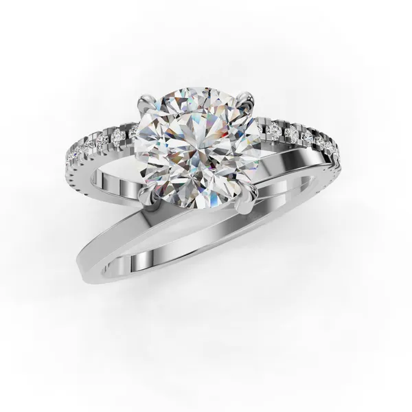 Platinum Round Engagement Ring Setting Image 4 SVS Fine Jewelry Oceanside, NY