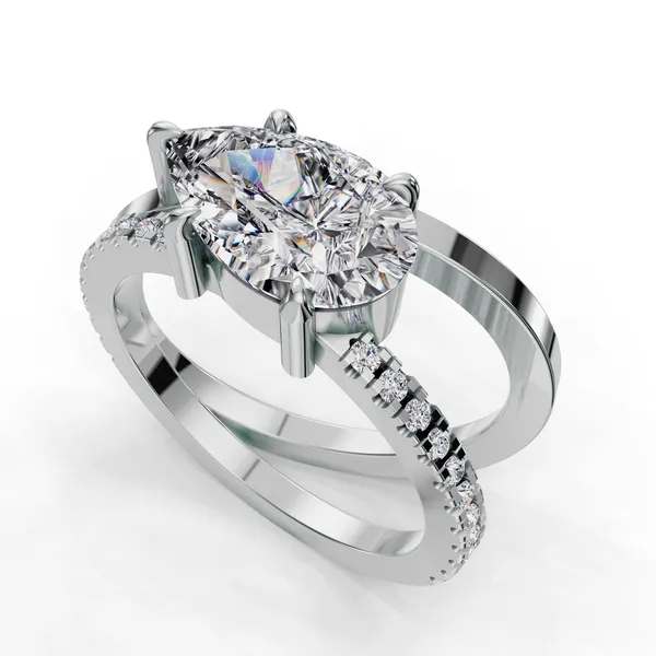 Platinum Pear Engagement Ring Setting SVS Fine Jewelry Oceanside, NY