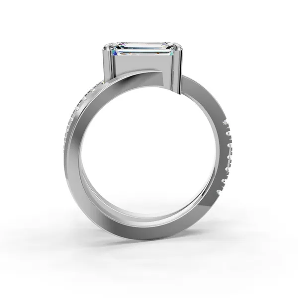 Platinum Emerald Engagement Ring Setting Image 2 SVS Fine Jewelry Oceanside, NY