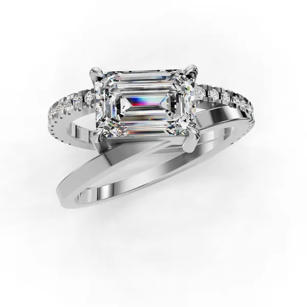 Platinum Emerald Engagement Ring Setting Image 4 SVS Fine Jewelry Oceanside, NY