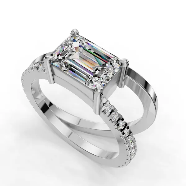 Platinum Emerald Engagement Ring Setting SVS Fine Jewelry Oceanside, NY