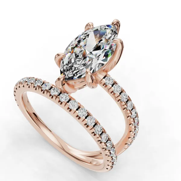 14K Rose Gold Marquise Engagement Ring Setting SVS Fine Jewelry Oceanside, NY