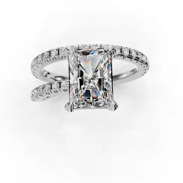 14K White Gold Radiant Engagement Ring Setting Image 4 SVS Fine Jewelry Oceanside, NY