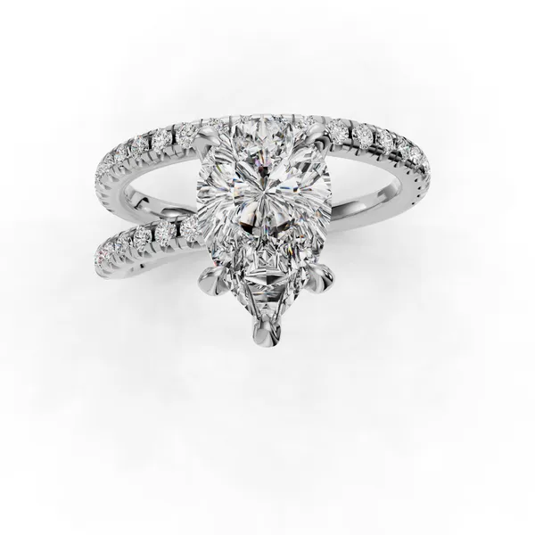 14K White Gold Pear Engagement Ring Setting Image 4 SVS Fine Jewelry Oceanside, NY