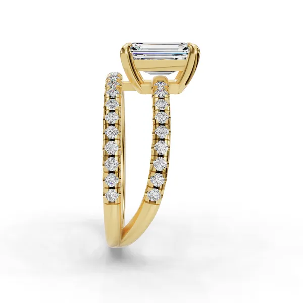 14K Yellow Gold Emerald Engagement Ring Setting Image 3 SVS Fine Jewelry Oceanside, NY