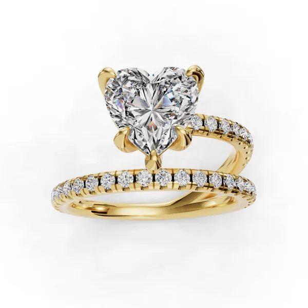 14K Yellow Gold Heart Engagement Ring Setting Image 4 SVS Fine Jewelry Oceanside, NY