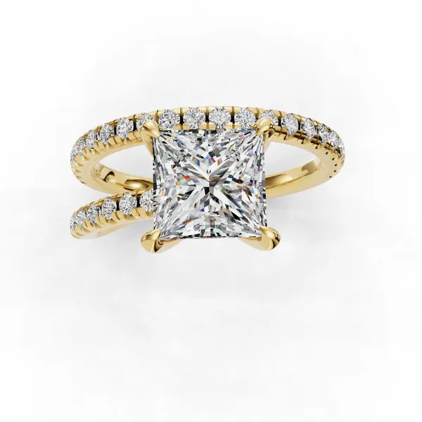 14K Yellow Gold Princess Engagement Ring Setting Image 4 SVS Fine Jewelry Oceanside, NY