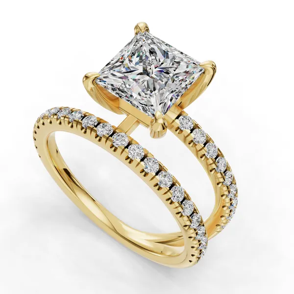 14K Yellow Gold Princess Engagement Ring Setting SVS Fine Jewelry Oceanside, NY