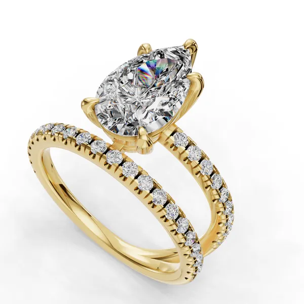 14K Yellow Gold Pear Engagement Ring Setting SVS Fine Jewelry Oceanside, NY