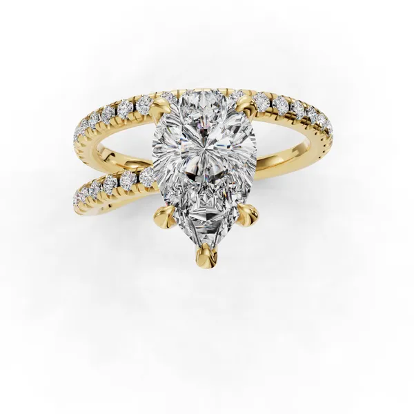 14K Yellow Gold Pear Engagement Ring Setting Image 4 SVS Fine Jewelry Oceanside, NY