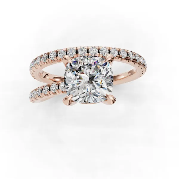 18K Rose Gold Cushion Engagement Ring Setting Image 4 SVS Fine Jewelry Oceanside, NY