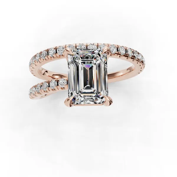 18K Rose Gold Emerald Engagement Ring Setting Image 4 SVS Fine Jewelry Oceanside, NY