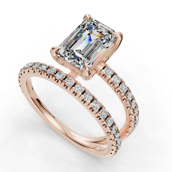 18K Rose Gold Emerald Engagement Ring Setting SVS Fine Jewelry Oceanside, NY