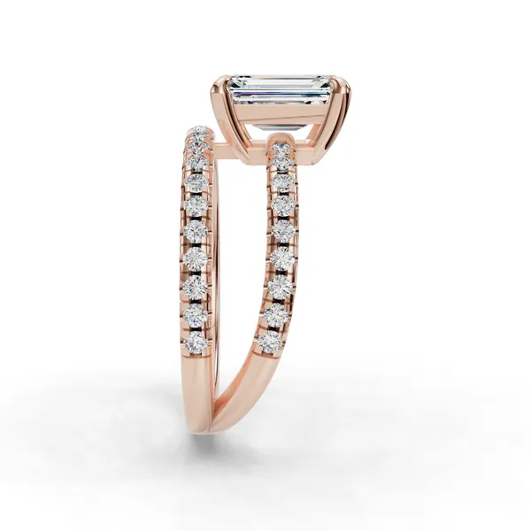 18K Rose Gold Emerald Engagement Ring Setting Image 3 SVS Fine Jewelry Oceanside, NY