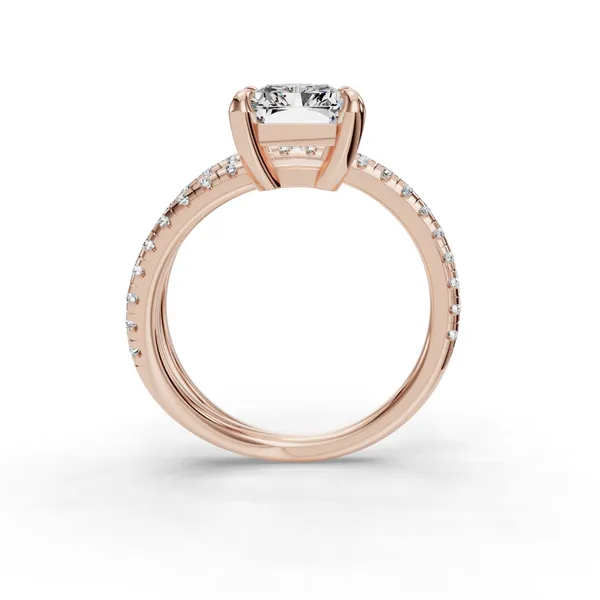 18K Rose Gold Radiant Engagement Ring Setting Image 2 SVS Fine Jewelry Oceanside, NY
