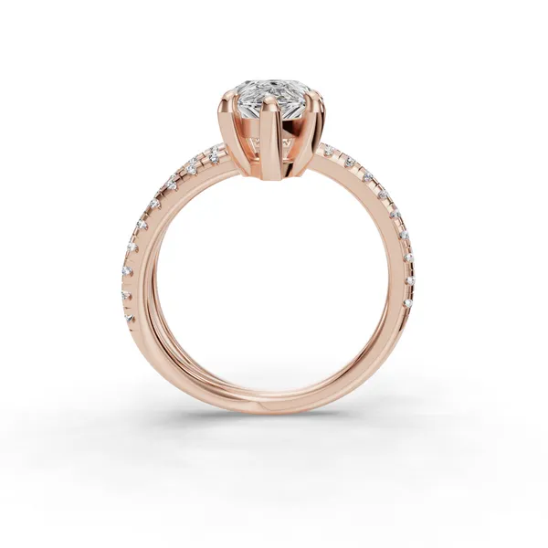 18K Rose Gold Pear Engagement Ring Setting Image 2 SVS Fine Jewelry Oceanside, NY