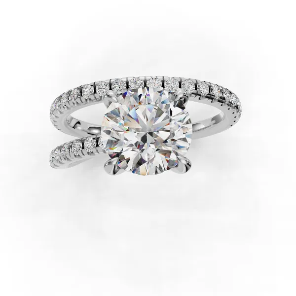 18K White Gold Round Engagement Ring Setting Image 4 SVS Fine Jewelry Oceanside, NY