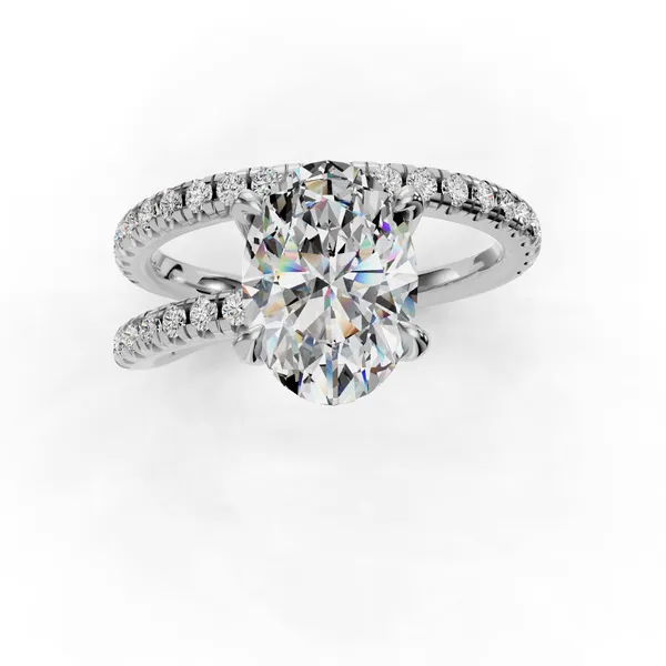 18K White Gold Oval Engagement Ring Setting Image 4 SVS Fine Jewelry Oceanside, NY