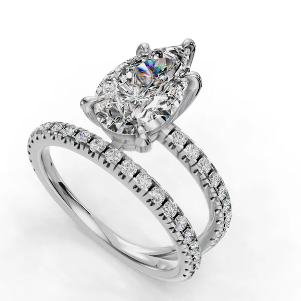 18K White Gold Pear Engagement Ring Setting SVS Fine Jewelry Oceanside, NY