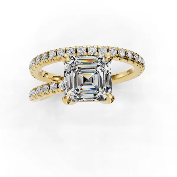 18K Yellow Gold Asscher Engagement Ring Setting Image 4 SVS Fine Jewelry Oceanside, NY