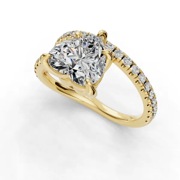 18K Yellow Gold Heart Engagement Ring Setting SVS Fine Jewelry Oceanside, NY