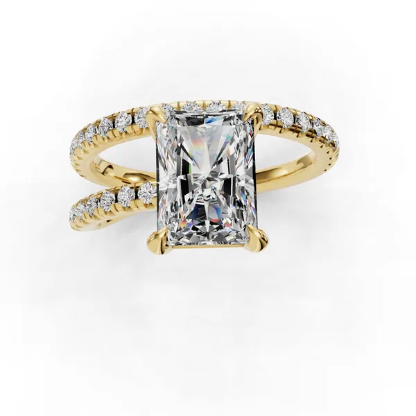 18K Yellow Gold Radiant Engagement Ring Setting Image 4 SVS Fine Jewelry Oceanside, NY