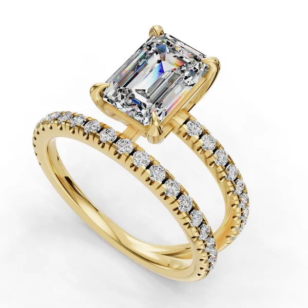 18K Yellow Gold Emerald Engagement Ring Setting SVS Fine Jewelry Oceanside, NY