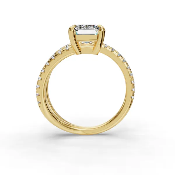 18K Yellow Gold Emerald Engagement Ring Setting Image 2 SVS Fine Jewelry Oceanside, NY