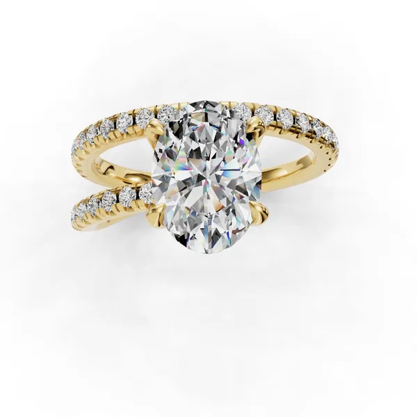 18K Yellow Gold Oval Engagement Ring Setting Image 4 SVS Fine Jewelry Oceanside, NY