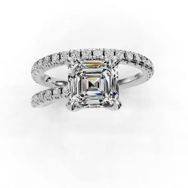 Platinum Asscher Engagement Ring Setting Image 4 SVS Fine Jewelry Oceanside, NY