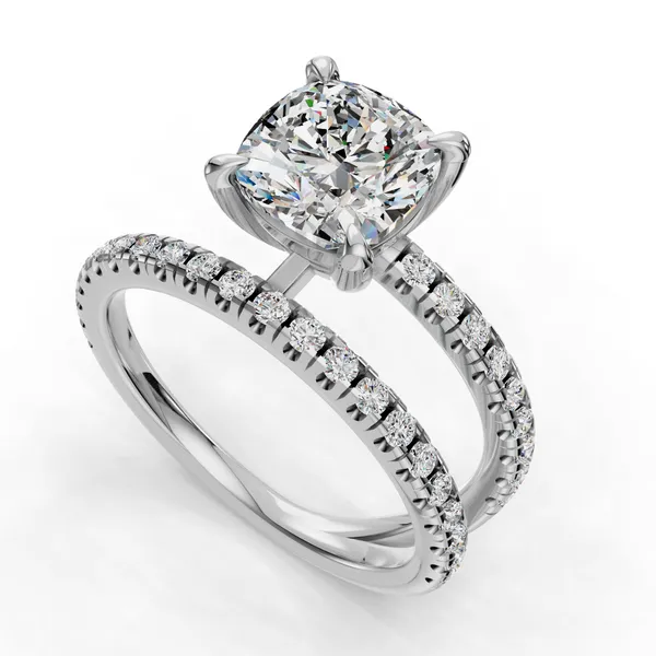 Platinum Cushion Engagement Ring Setting SVS Fine Jewelry Oceanside, NY