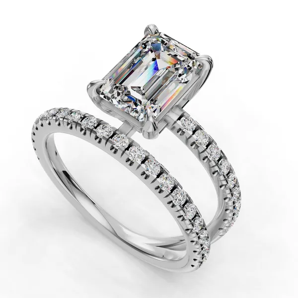 Platinum Emerald Engagement Ring Setting SVS Fine Jewelry Oceanside, NY