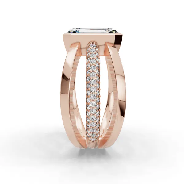 14K Rose Gold Emerald Engagement Ring Setting Image 3 SVS Fine Jewelry Oceanside, NY