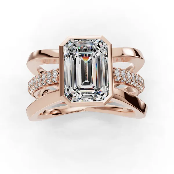 14K Rose Gold Emerald Engagement Ring Setting Image 4 SVS Fine Jewelry Oceanside, NY