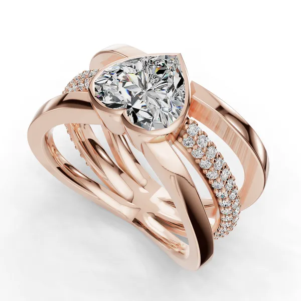 14K Rose Gold Heart Engagement Ring Setting SVS Fine Jewelry Oceanside, NY