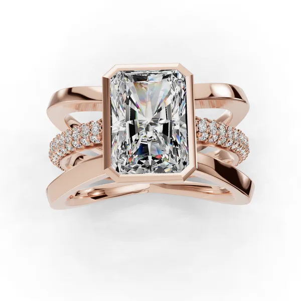 14K Rose Gold Radiant Engagement Ring Setting Image 4 SVS Fine Jewelry Oceanside, NY