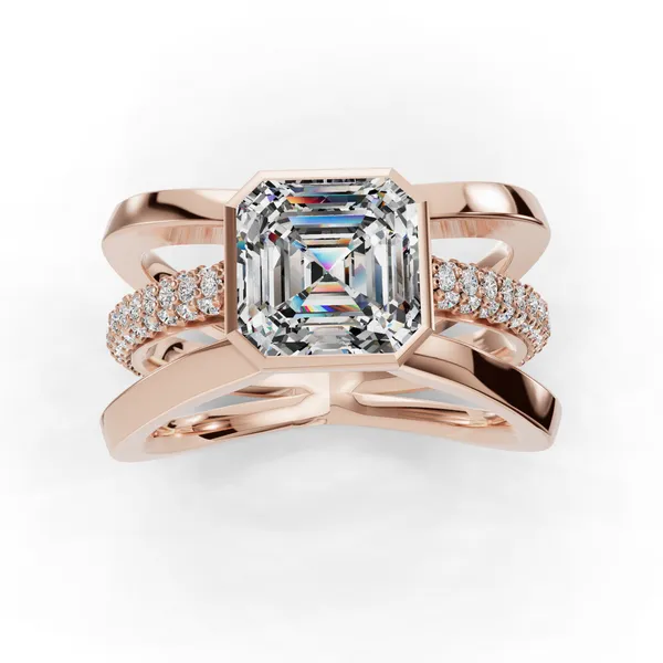 14K Rose Gold Asscher Engagement Ring Setting Image 4 SVS Fine Jewelry Oceanside, NY