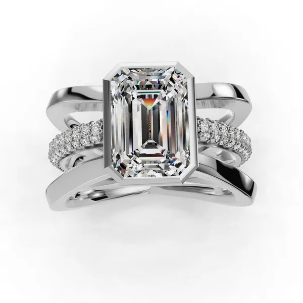 14K White Gold Emerald Engagement Ring Setting Image 4 SVS Fine Jewelry Oceanside, NY