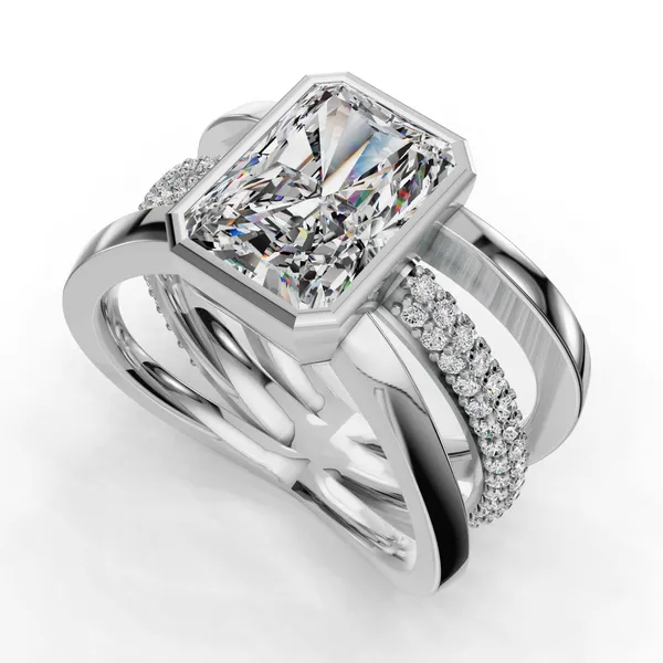 14K White Gold Radiant Engagement Ring Setting SVS Fine Jewelry Oceanside, NY