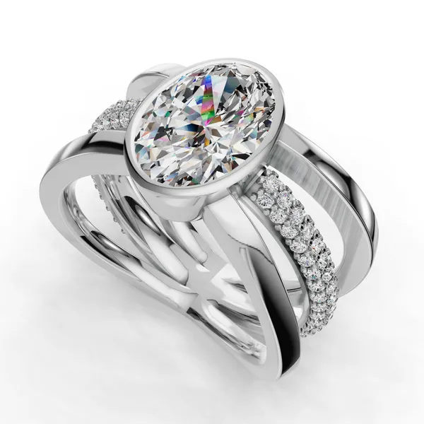 14K White Gold Oval Engagement Ring Setting SVS Fine Jewelry Oceanside, NY