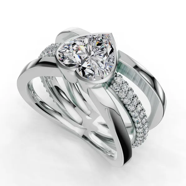 14K White Gold Heart Engagement Ring Setting SVS Fine Jewelry Oceanside, NY