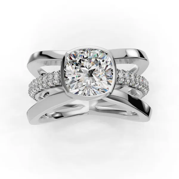 14K White Gold Cushion Engagement Ring Setting Image 4 SVS Fine Jewelry Oceanside, NY