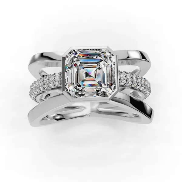 14K White Gold Asscher Engagement Ring Setting Image 4 SVS Fine Jewelry Oceanside, NY