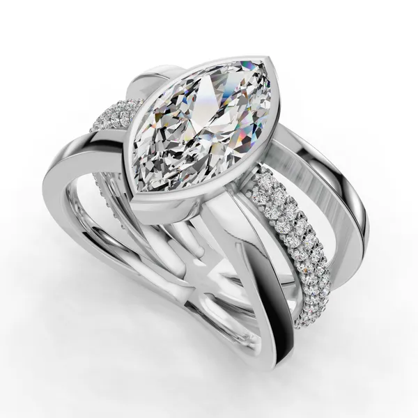 14K White Gold Marquise Engagement Ring Setting SVS Fine Jewelry Oceanside, NY